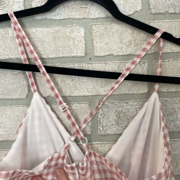 Allison & Kelly dress romper shorts size S pink and white gingham - Picture 6 of 8